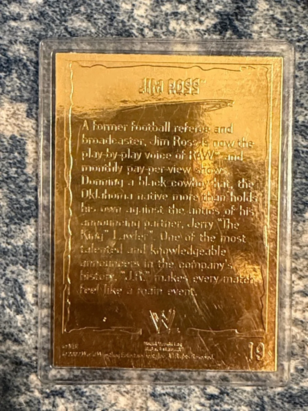 WWE JIM ROSS Embossed Card - #19 - Picture 2 of 2